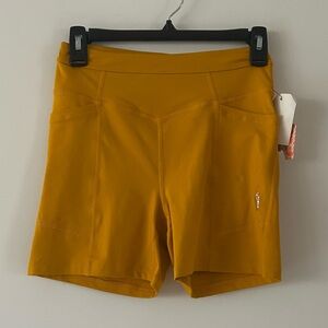 Free People Movement Yellow Biker Shorts NWT Size S